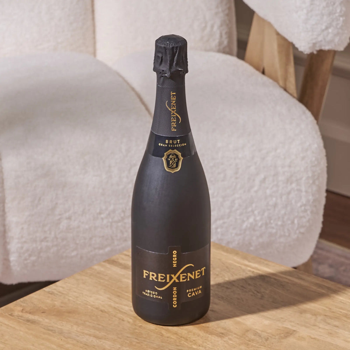 Freixenet Cordon Negro Brut sparkling wine bottle add-on gift by Gilded Blooms Toronto florist